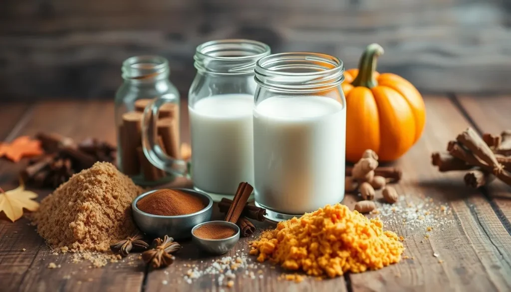 Homemade Pumpkin Spice Creamer in a Glass Jar with Fall Spices