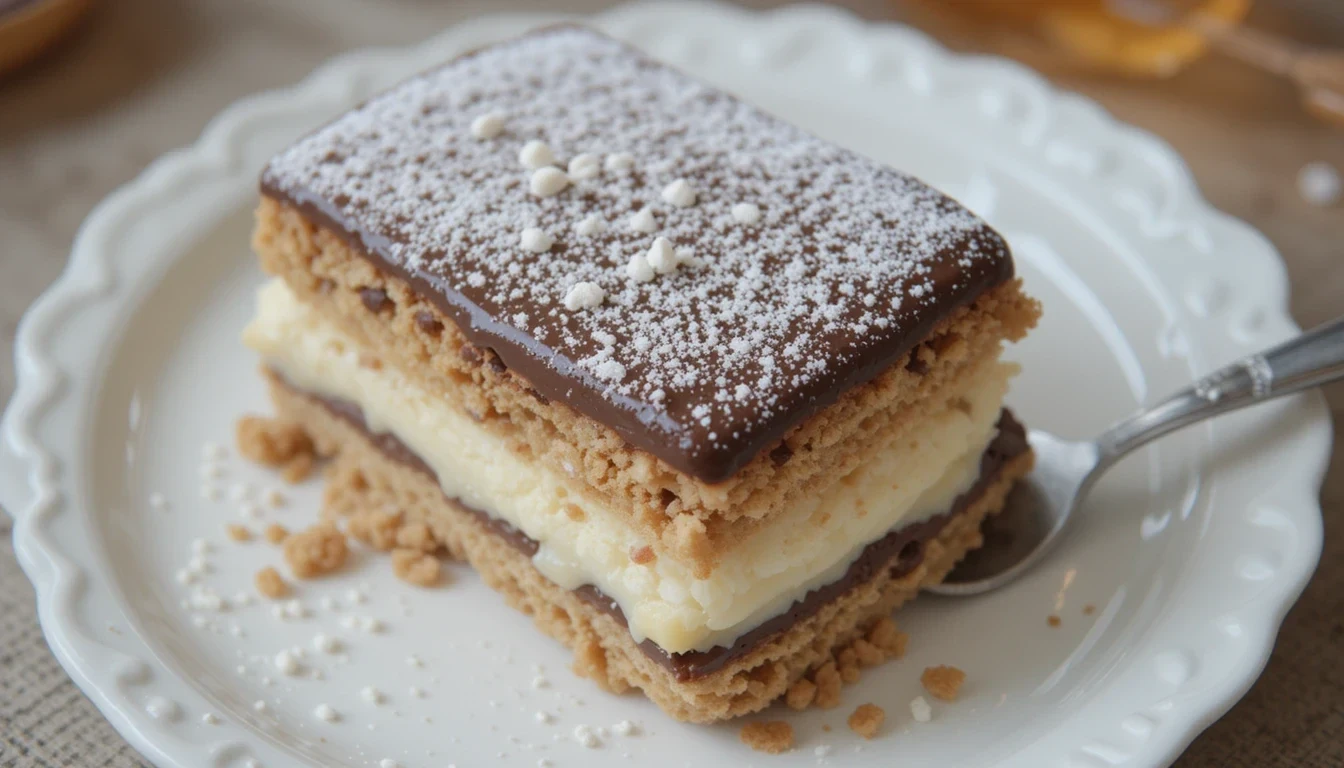 Layered Chocolate Eclair Cake with Graham Crackers and Creamy Frosting1