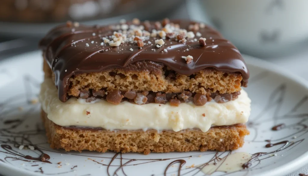 Layered Chocolate Eclair Cake with Graham Crackers and Creamy Frosting