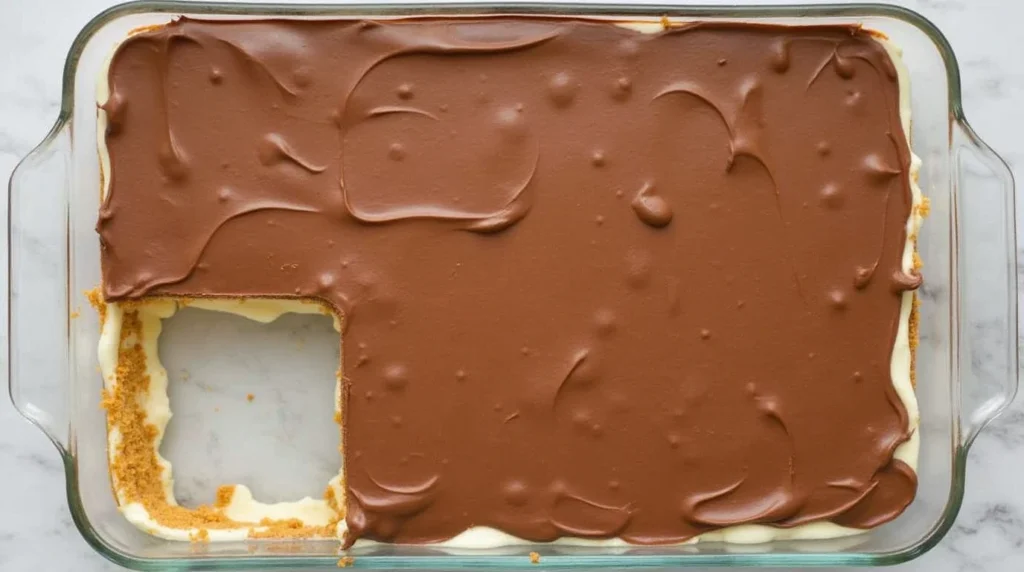 Chocolate Eclair Cake with Layers of Graham Crackers and Chocolate Frosting