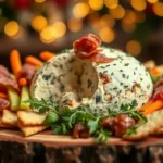 Classic Dried Beef Cheese Ball with Crackers and Fresh Garnish