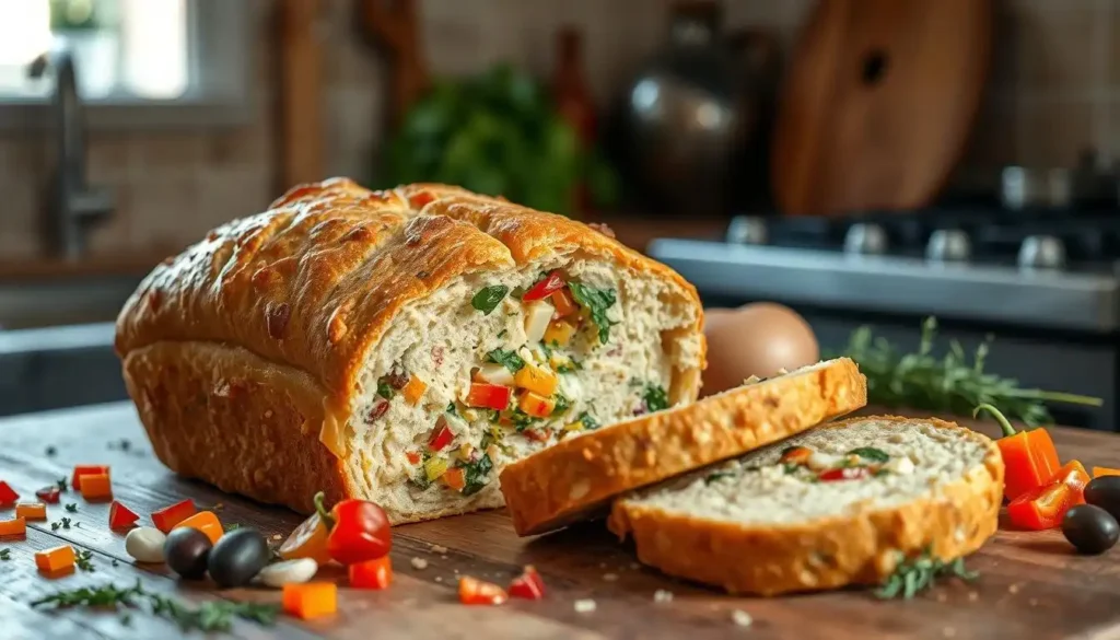 Sliced Garbage Bread with Veggie Filling