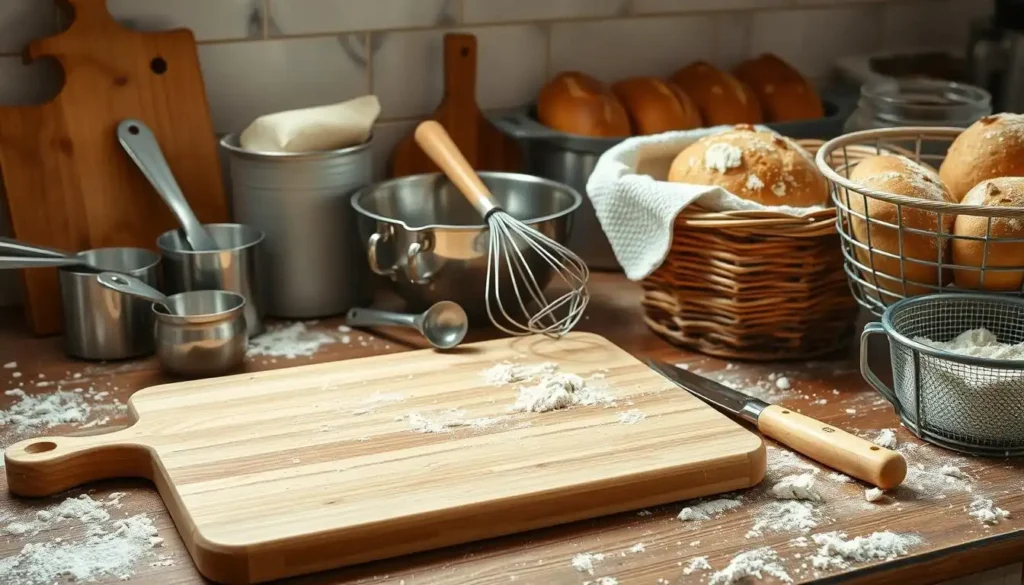 Rustic Kitchen Scene with Bread Ingredients