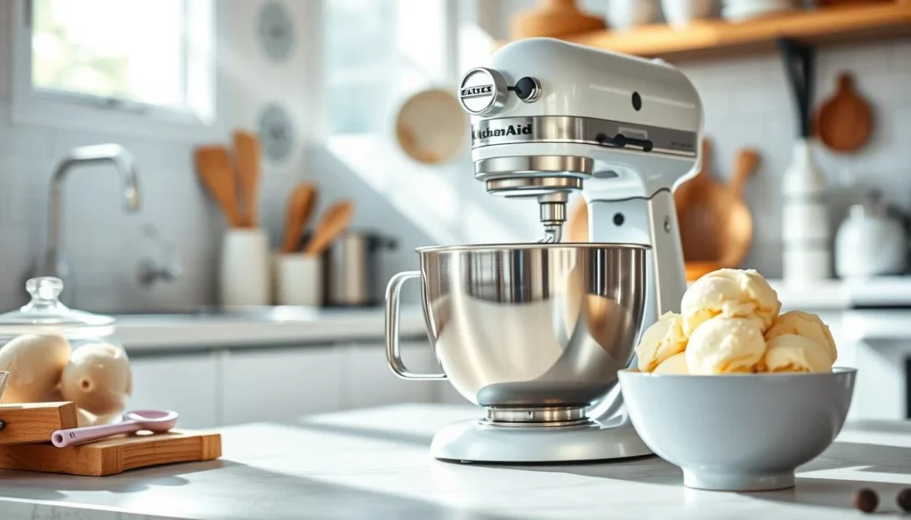 Kitchen Aid Stand Mixer with Freshly Made Ice Cream