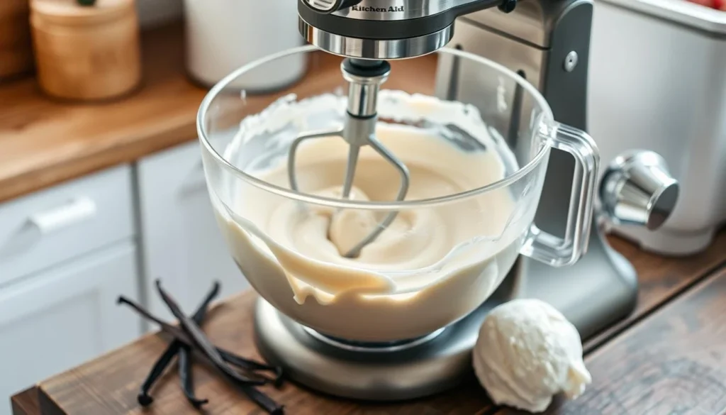 Homemade Vanilla Ice Cream with Kitchen Aid Mixer
