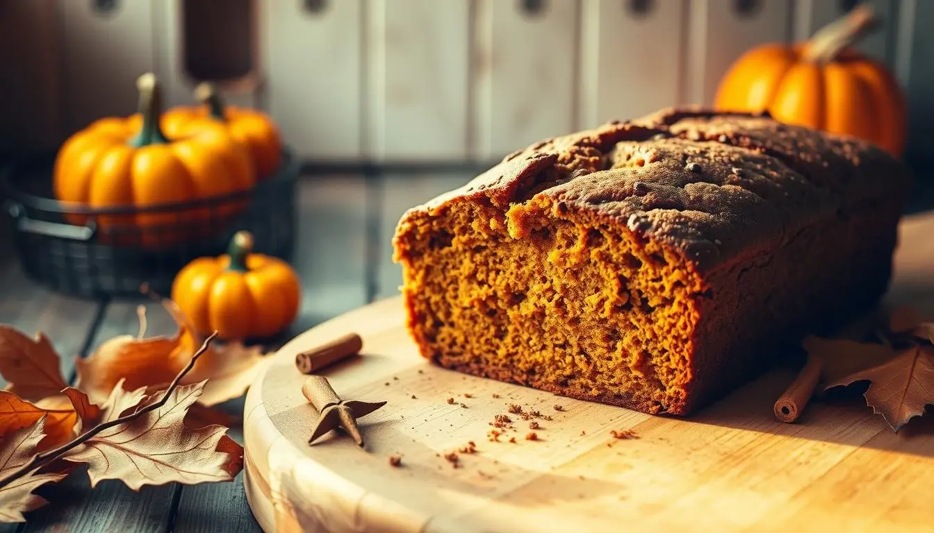 Old-Fashioned Pumpkin Bread with Autumn Accents