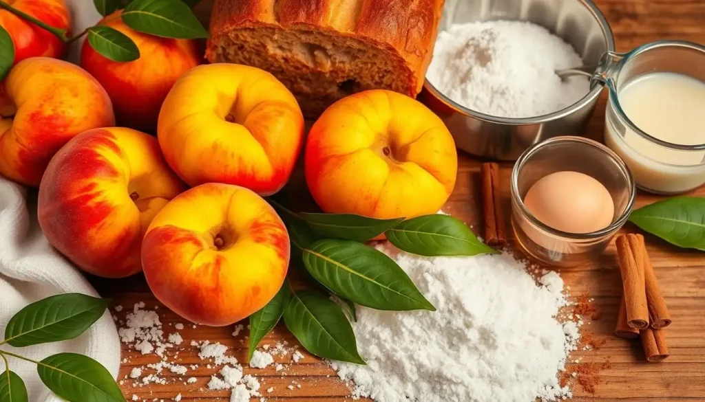 Freshly Baked Peach Bread with Slices of Peaches