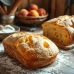 Freshly Baked Peach Bread with Slices of Peaches