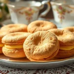 Golden Custard Cream Biscuits on an Elegant Tea-Time Setting