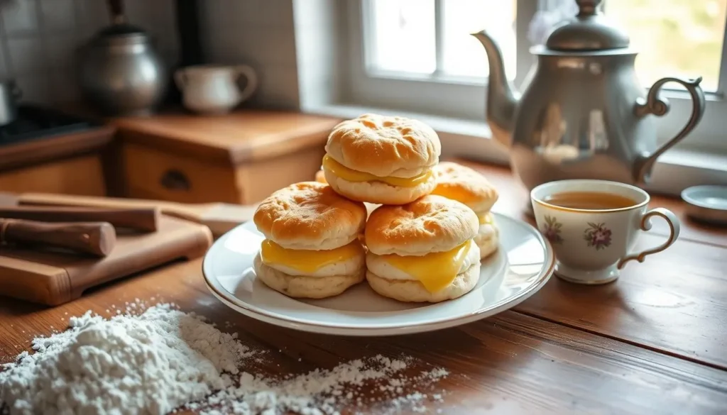 Homemade Custard Cream Biscuits in a Cozy Kitchen Setting