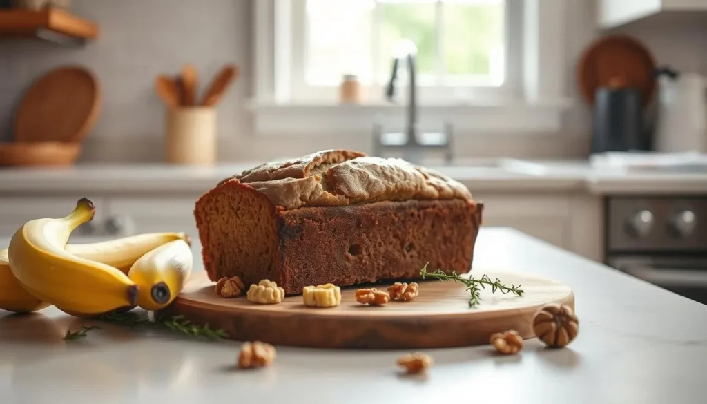 Homemade Banana Nut Bread with Fresh Bananas and Walnuts