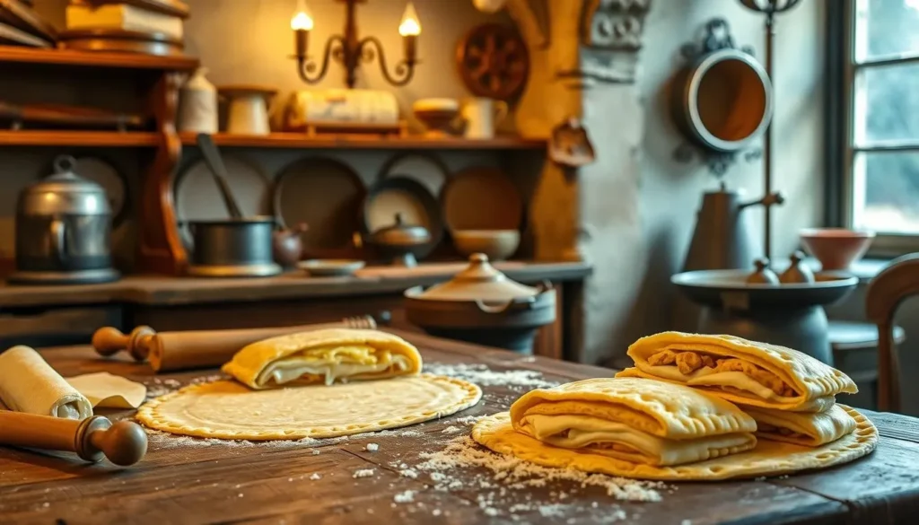 Rustic Chicken and Cheese Jalousie in a Cozy Kitchen
