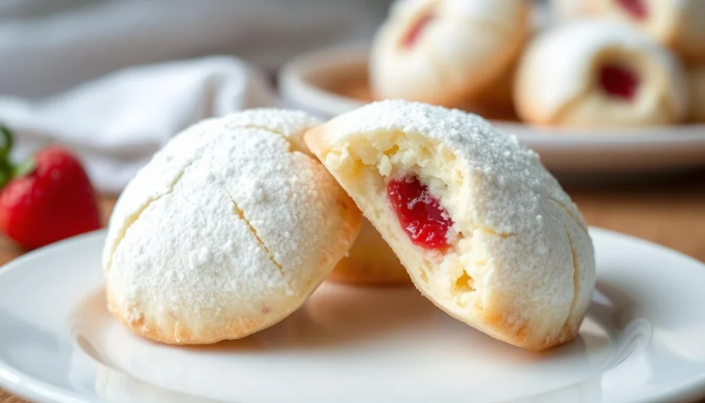 Raspberry-Filled Almond Snow Cookies – A Delightful Winter Indulgence